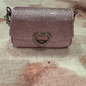 Elegant Pink Heart-Embellished Women's Bag
